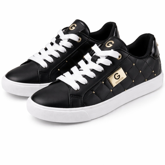 G by Guess Shoes - G by Guess Black Quilted Sneakers w/ Gold Stud Details – Size 7.5